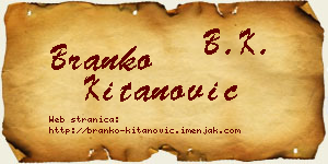 Branko Kitanović vizit kartica